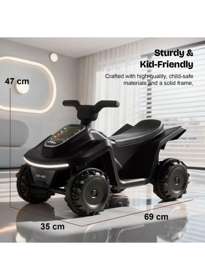 بيبي دراجة أطفال Giddy ATV تعمل بالبطارية | لعبة ركوب كهربائية قابلة لإعادة الشحن مع إضاءة ومنفذ USB وموسيقى | دراجة شاطئية كبيرة للأولاد والبنات من عمر 2 إلى 5 سنوات - Image 2